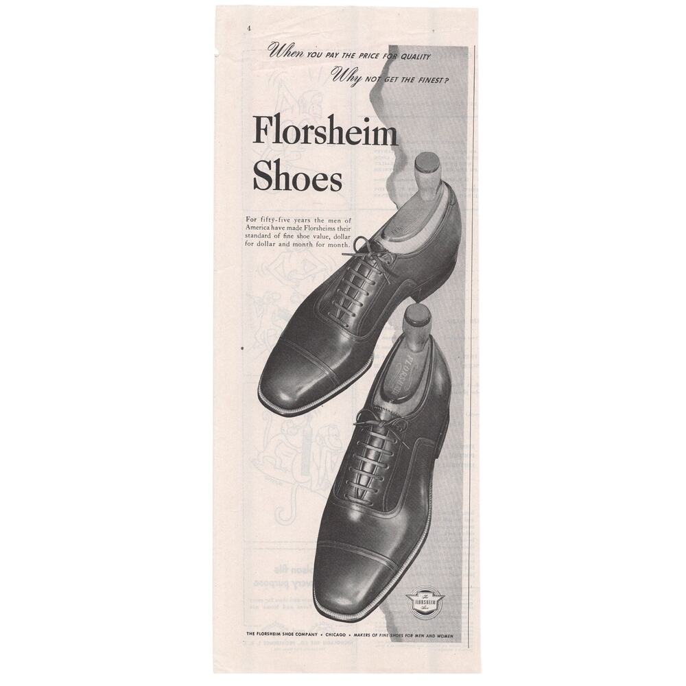 Florsheim Shoes / Nicholson Files Advertisement 1950s Vtg Men Fashion Industrial